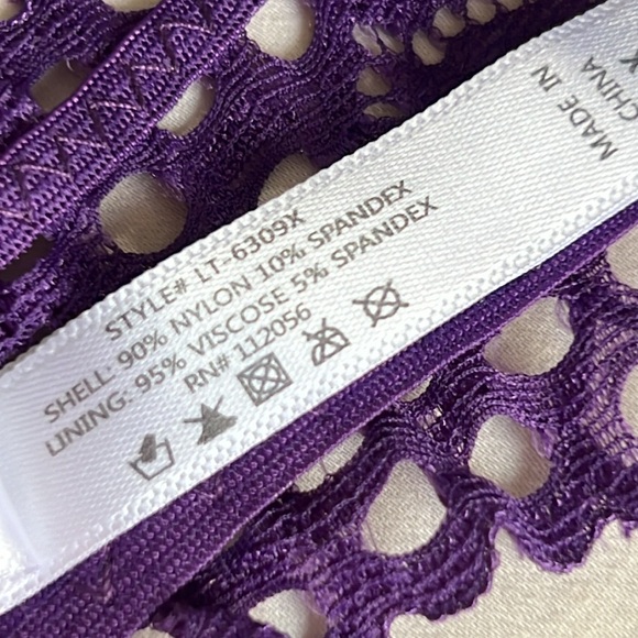 PLUS PURPLE LACE HALTER STRETCH BRALETTE 1X 2X 3X - Picture 4 of 15